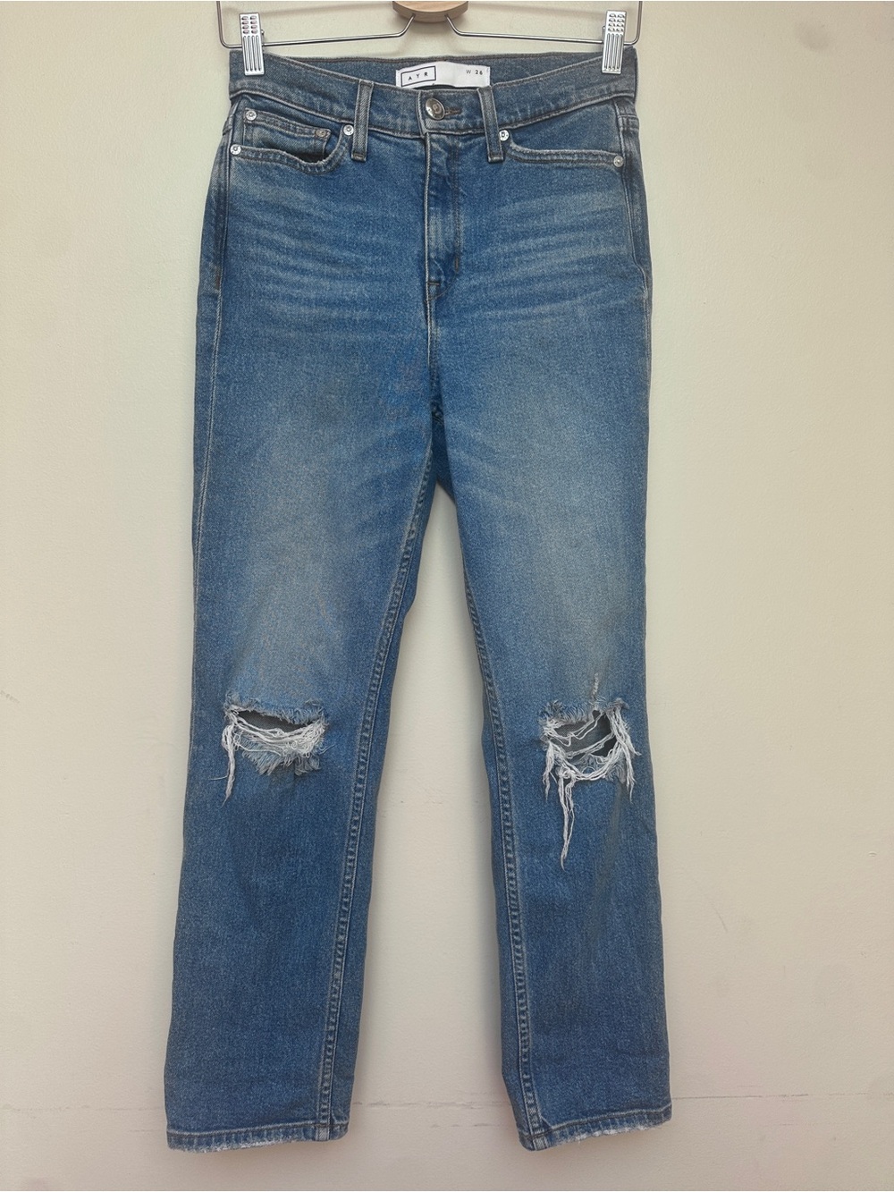 AYR The Yes Yes Yes Distressed Straight Leg Jeans Medium Wash Size 26